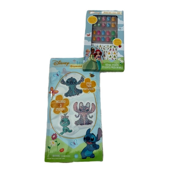 Disney Other - Disney Diamond Sticker Set Stitch & Princess Press On Finger Nail Set NEW Belle